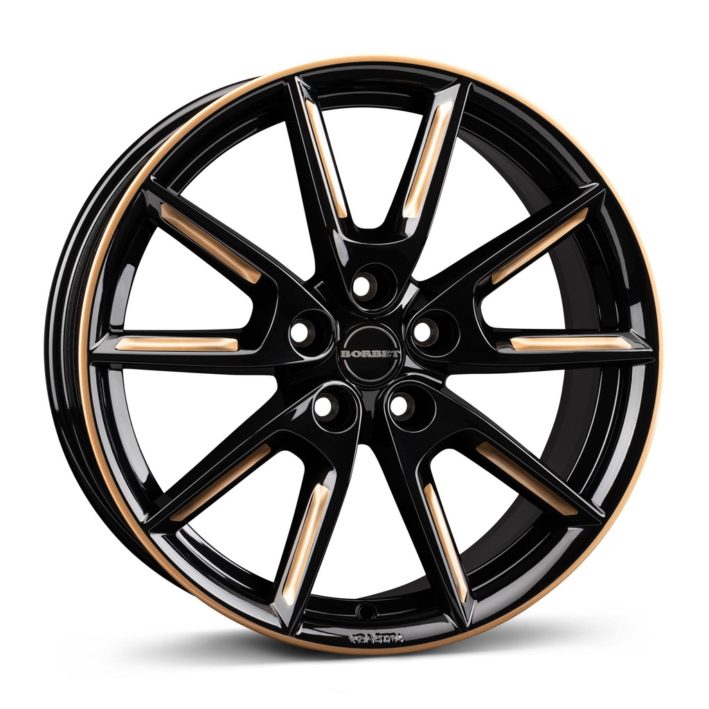 BORBET LX18 BLACK GLOSS GOLD SPOKE RIM 8x18 5/114.3 ET40 CB72.5