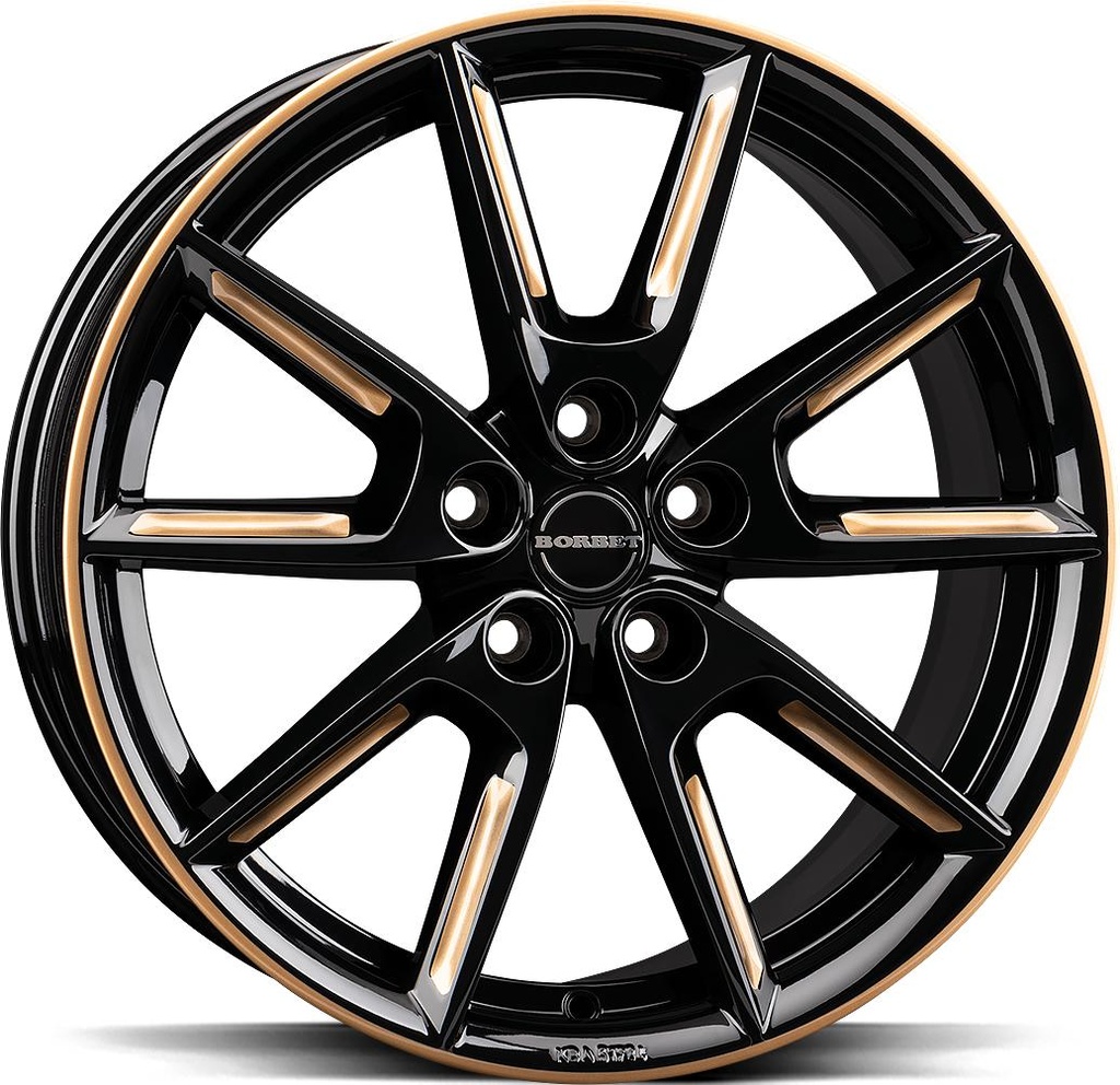 BORBET LX19 BLACK GLOSS GOLD SPOKE RIM 8x19 5/112 ET44 CB66.5