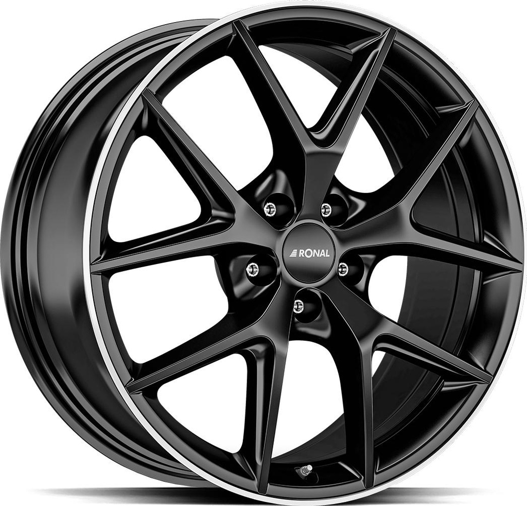 RONAL R75 JET BLACK MATT RIM LIP CUT 8x18 5/112 ET52.1 CB66.5