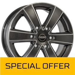MEGA WHEELS HERCULES 6 ANTHRACITE GREY FRONT POLISHED 6.5x16 6/130 ET55 CB84.1